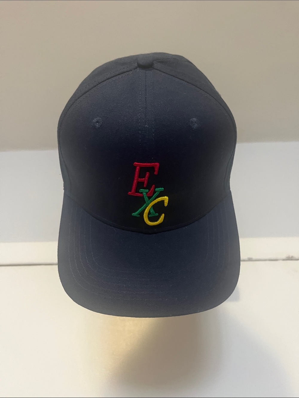 Navy Embroidered Baseball Cap with Multicolor Logo